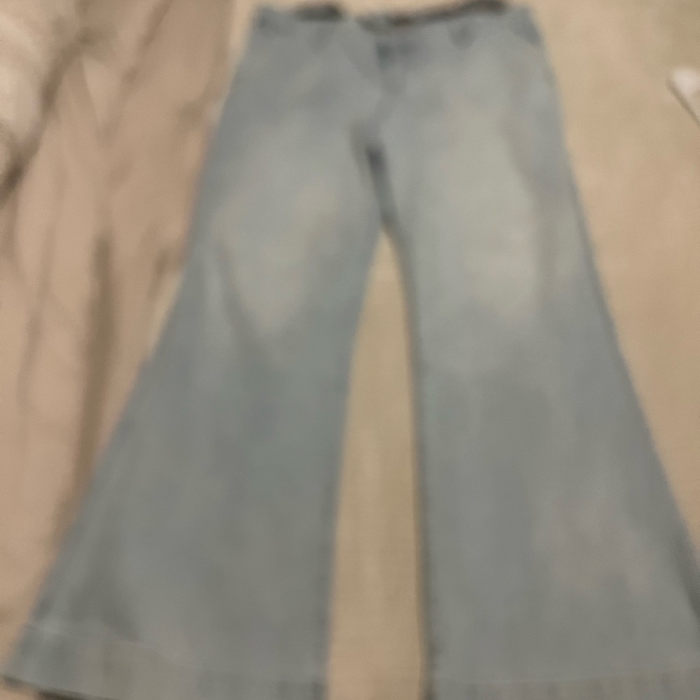 Express Women's Light Blue 70’s Flared Jeans Tall Girl Friendly